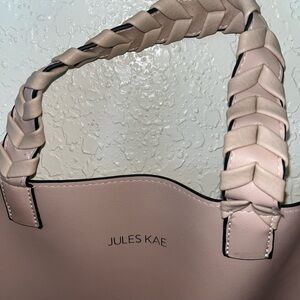 Jules Kae Beige Braided-Handle Tote